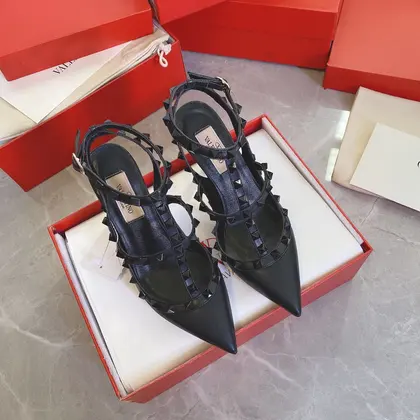 Valentino Women Black Leather Studded Heels — Valentino Handbags sample
