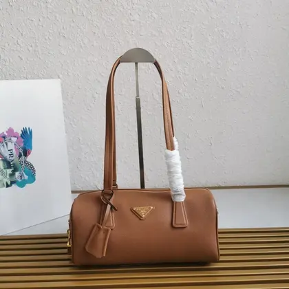 Prada Caramel Medium leather top-handle bag with padlock — Prada Handbags sample