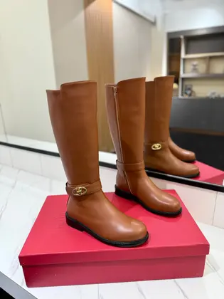Valentino Women Brown Leather Knee High Boots — Valentino Handbags sample