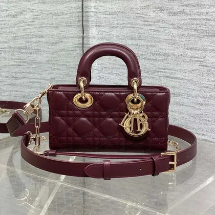 Dior Small Lady D‑joy Bag 19 in Burgundy Gold Hardware — Dior Handbags sample