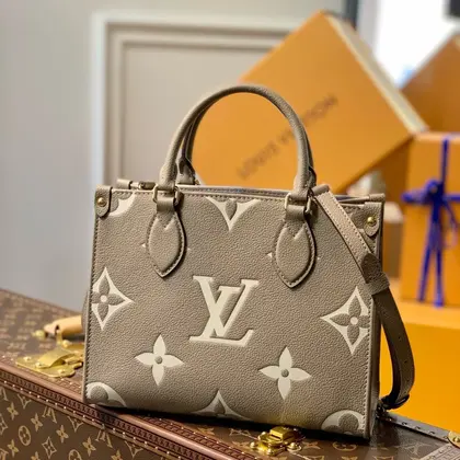 Louis Vuitton LV Onthego Woman’s Grey Cowhide Leather Handbags 25cm — Louis Vuitton Handbags sample