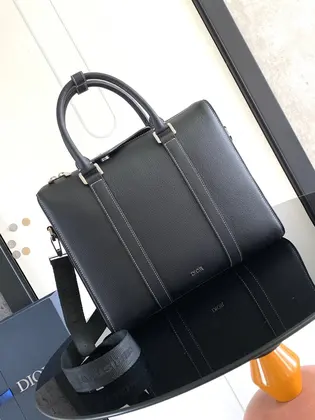 Dior Lingot Briefcase in black grained calfskin leather — Dior Handbags sample