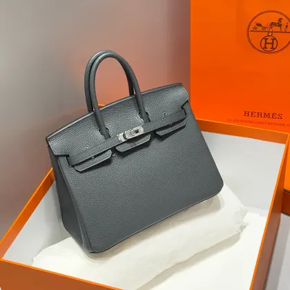 HN 25 in Charcoal Gray Silver Hardware — Hermès Handbags sample