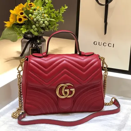 Gucci Marmont Top Handle Like Auth Women’s Handbag Red 27cm — Gucci Handbags sample