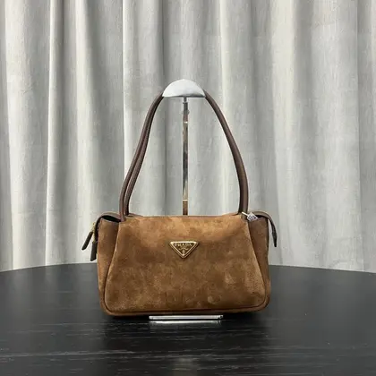 Prada Brown Medium Suede Shoulder Bag — Prada Handbags sample