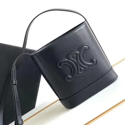 Celine Small Bucket Cuir Triomphe Mini Black Bucket Bag 19.5x16x7cm — Celine Handbags sample