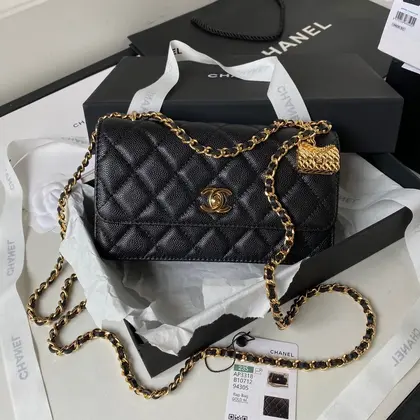 Chanel Woc Charm Replica 11 Handbag Lizard Skin Black With Gold Lock 20cm — Chanel Handbags sample
