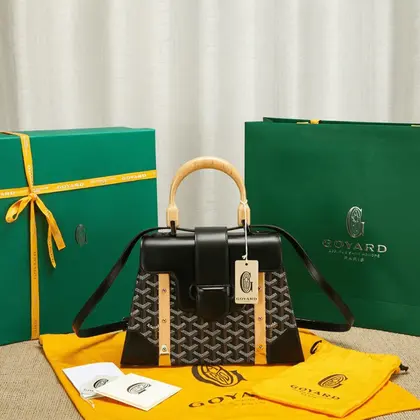 Goyard SAIGON Black Handbag With Wooden Handle 28cm — Goyard Handbags sample