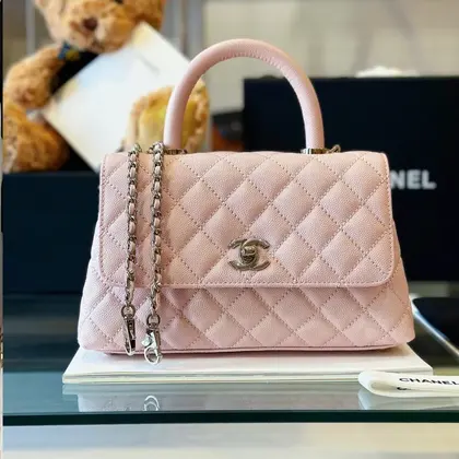 Chanel Coco Handbags Leather Pink With Silver Lock 23cm — Chanel Handbags sample