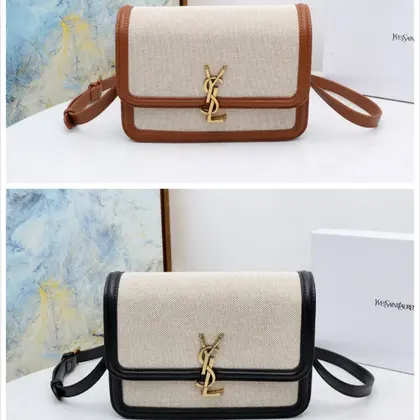 SAINT LAURENT Solferino Medium Cotton And Leather Shoulder Bag — Saint Laurent Handbags sample