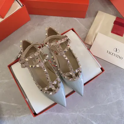 Valentino Women Blue Patent Leather Studded Flats — Valentino Handbags sample