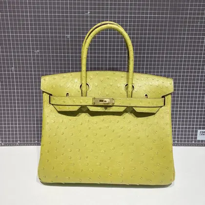 HN 30cm Lime Ostrich Leather Gold Hardware — Hermès Handbags sample