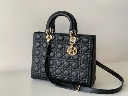Dior Lady Black Gold Hardware (Large size) — Dior Handbags sample