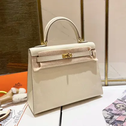 HN 25cm White Epsom Leather Gold Hardware — Hermès Handbags sample