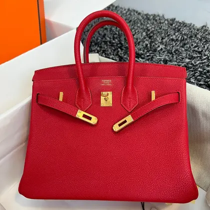 HN 25cm Red Togo Leather Gold Hardware — Hermès Handbags sample