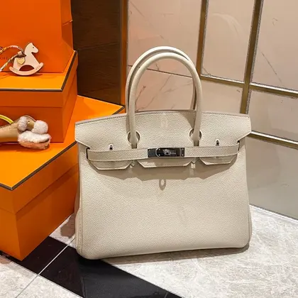 HN 30cm White Togo Leather Silver Hardware — Hermès Handbags sample