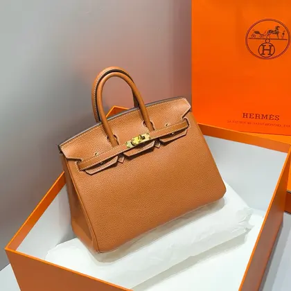 HN 25 in Burnt Orange Calfskin Gold Hardware — Hermès Handbags sample