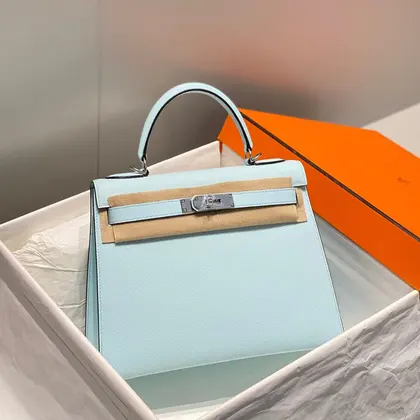 HN 28cm in Blue Brume Epsom Palladium Hardware — Hermès Handbags sample