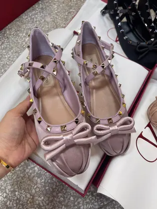 Valentino Women Pink Satin Studded Flats — Valentino Handbags sample