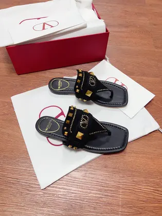 Valentino Women Black Suede Studded Sandals — Valentino Handbags sample