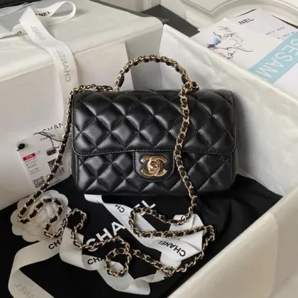 Chanel Handbags Black Demi Lock Gold Wrinkled Skin 20cm — Chanel Handbags sample