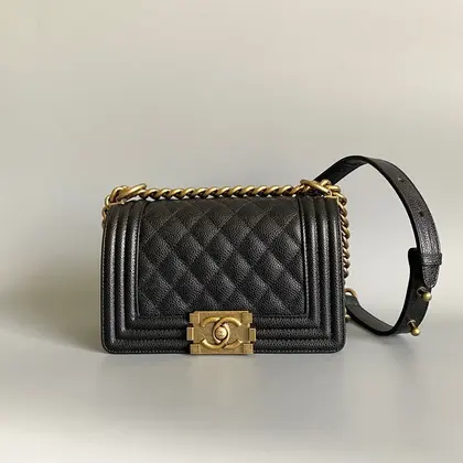 Chanel Small Boy Bag 20 in Black Lambskin Gold Hardware — Chanel Handbags sample
