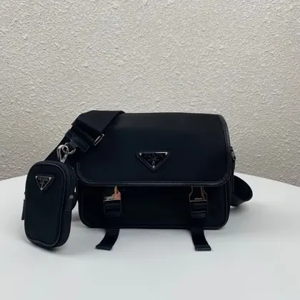 Messenger Bag 22 in Black Re-nylon — Prada Handbags sample