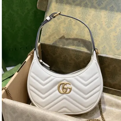 Gucci GG Marmont Half Moon Luxury Handbag White 24cm — Gucci Handbags sample
