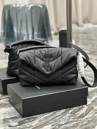 SAINT LAURENT Black Puffer Messenger Bag — Saint Laurent Handbags sample