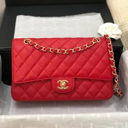 Flap Bag Medium 25cm Red Caviar Gold Hardware — Chanel Handbags sample