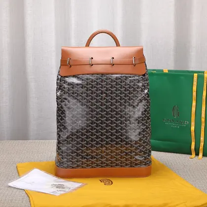 Goyard Black Goyardine & Brown Leather Steamer Bag — Goyard Handbags sample
