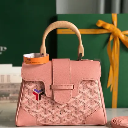 Goyard Saigon Handbag Pink Women’s Wooden Handle 20x15cm — Goyard Handbags sample