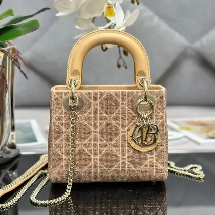 Dior Lady Super Yellow Beaded Handbag 17x15x7cm — Dior Handbags sample