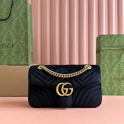 Gucci 26s GG Marmont Matelasse 26 in Black Velvet — Gucci Handbags sample