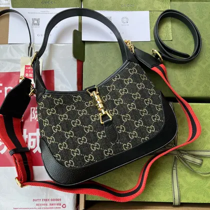 Jackie 1961 Small Handbag in Black Yellow Denim — Gucci Handbags sample