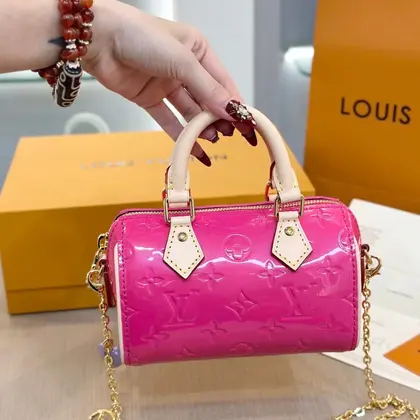 Louis Vuitton LV Nano Speedy Pink Shiny Leather Handbags 16x10x7,5cm — Louis Vuitton Handbags sample