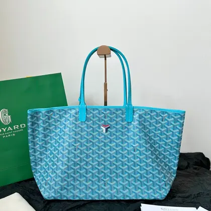 Goyard Blue Coated Canvas Leather Small Saint Louis Tote — Goyard Handbags sample