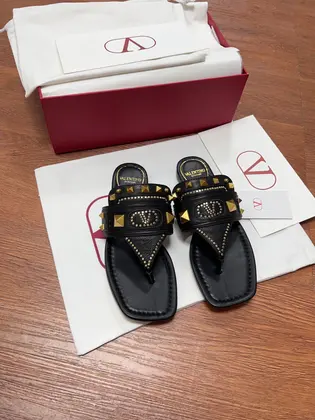 Valentino Women Black Leather Studded Flats — Valentino Handbags sample