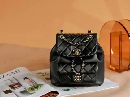 Chanel Mini Smooth Leather Backpack 11 With Gold Lock Women’s Black 18x19x12cm — Chanel Handbags sample