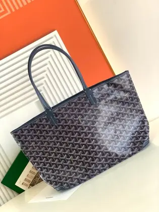 Goyard Navy Blue Goyardine Coated Canvas and Leather Saint Louis PM Tote — Goyard Handbags sample