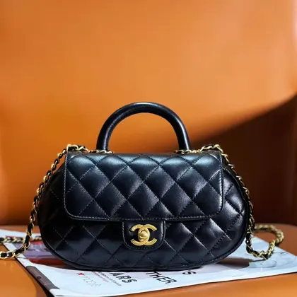 Chanel 24C Top Handle Flap Bag in Black Lambskin — Chanel Handbags sample