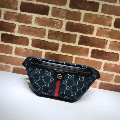Gucci Belt Bag GG Velvet Blue in Velvet with Brass-tone — Gucci Handbags sample