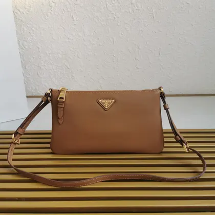 Prada Leather Shoulder Bag Brown — Prada Handbags sample