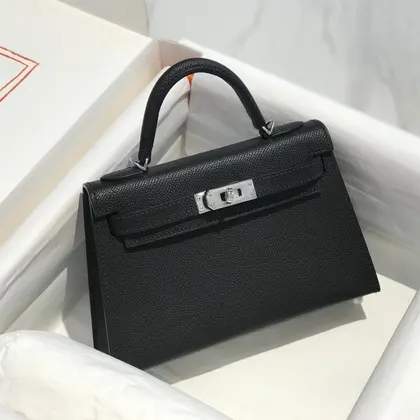 HN Mini 20 Black Epsom Silver Hardware — Hermès Handbags sample