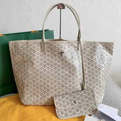 GOYARD Goyardine Saint Louis Claire Voie GM White Yellow — Goyard Handbags sample
