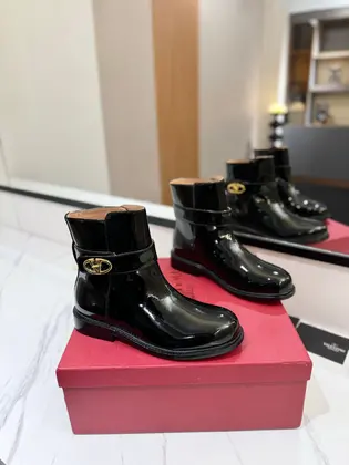 Valentino Women Black Patent Leather Ankle Boots — Valentino Handbags sample