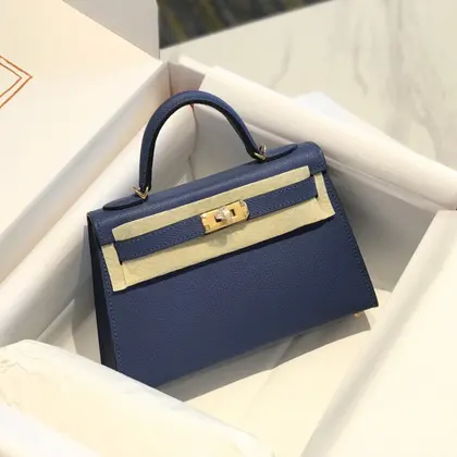 HN Mini Kelly Blue with gold-tone hardware — Hermès Handbags sample