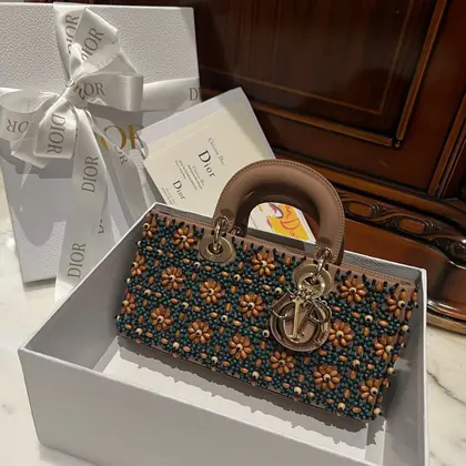 Dior D-Joy Medium Handbag With Beaded Pattern 26cm — Dior Handbags sample