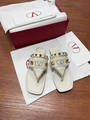 Valentino Women White Leather Studded Sandals — Valentino Handbags sample