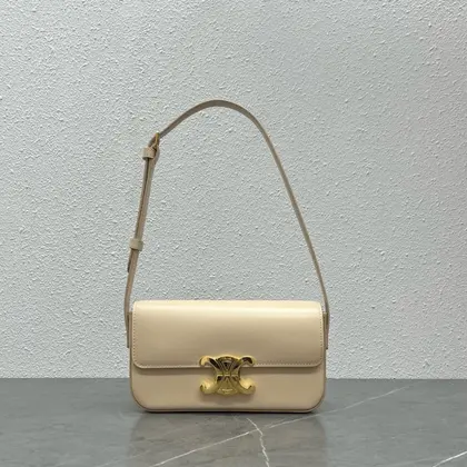 Celine Triomphe Handbag Replica Milky White Super Smooth Leather 20x12cm — Celine Handbags sample